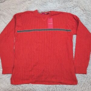Arrow Sweater Mens M Orange Preppy Career‎ Stripe Comfort Casual New